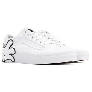 Vans White Low-Top Sneakers with Black Cartoon Hand Detail NWT Mickey Mouse